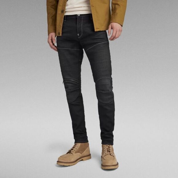 G Star Raw Men's Black New Dark Aged 5620 3D Zip Knee Skinny Jeans Size 33 x 30